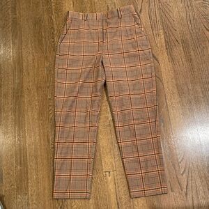 French Connection Women's Checkered Pants in Brown and Tan